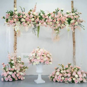 Ivory & Dusty Pink Wedding Arch Flowers: Baby&#39;s Breath Arbor Swag