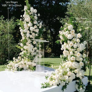 Ivory White flowers and greenery arch Wedding Flowers stairs Florals Arrangement  Flowers, archway Aisle Flowers, Ground arch Flowers