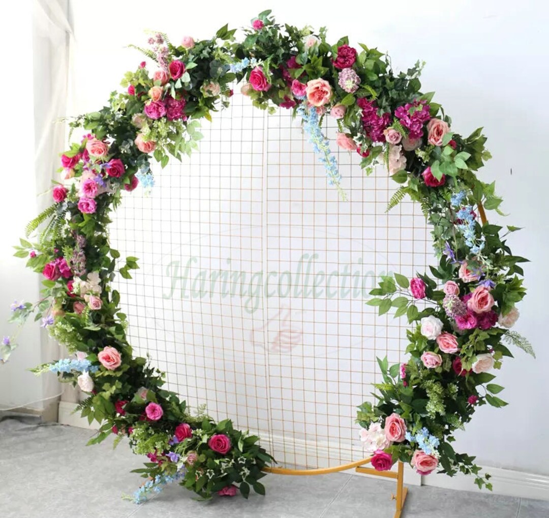 Round Arch Flower Reception Table Decor, Wedding Aisle Flowers Stairway