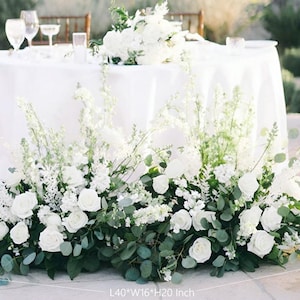 White Rose & Eucalyptus Wedding Flowers: Aisle, Table, Gazebo Decor