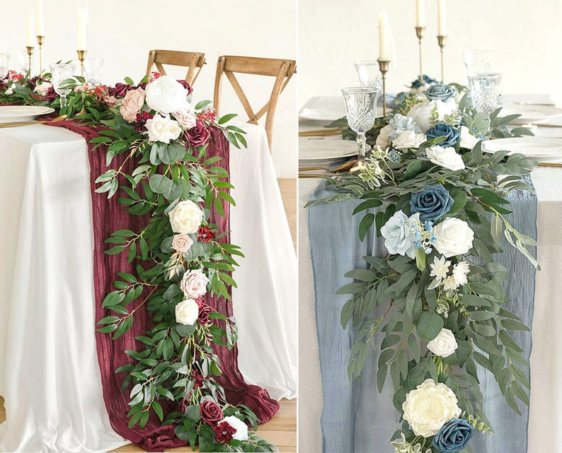 Lilac Lavender Floral Runners Artificial Eucalyptus Garland Etsy