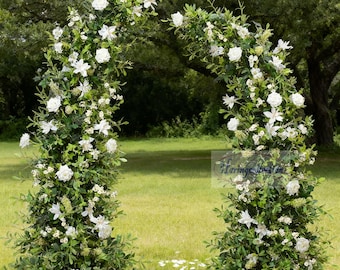 Eucalyptus white wildflowers Arch Arrangement: Wedding Arbor Decor broken archway flower backdrop