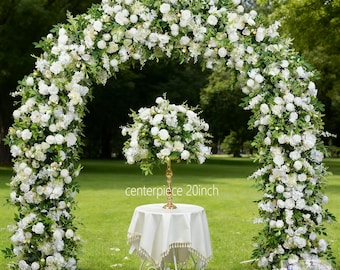 White Floral Arch for Wedding Ceremony Romantic Outdoor Wedding Decor archway backdrop flowers