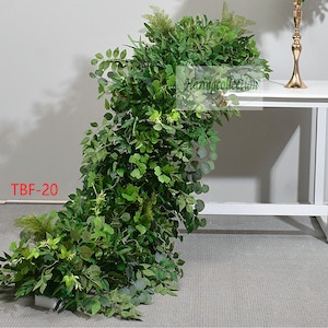 Lush Greenery Wedding plants Garland, mixed green leaves Wedding Reception Table Runner, Swag Flower Arch, Flower Backdrop