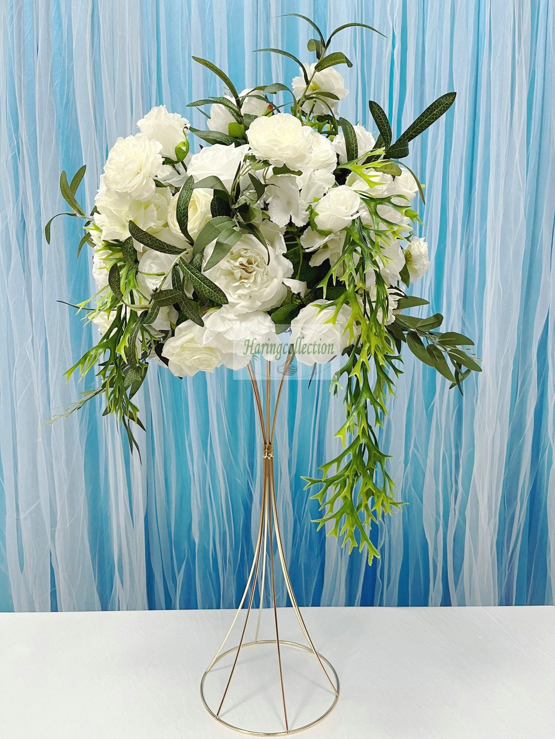 Tropical Ferns White Flower Arrangement,wedding Table Centerpiece