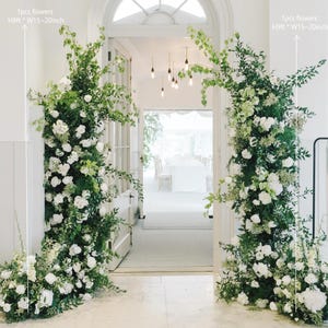 White flowers and greenery arch Wedding Flowers stairs Florals Arrangement  Flowers, archway Aisle Flowers, Ground arch Flowers