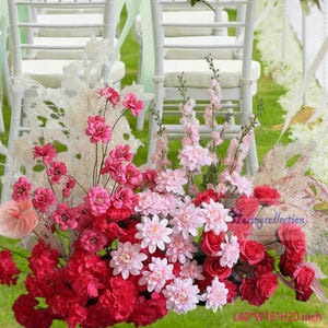Hot Pink Flowers Ceremony Wedding Aisle Flowers Centerpiece sweetheart Table Flowers eucalyptus, Wedding ground arch Bride dance floor