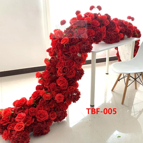 Lip Red Rose Wedding Flower Garland Reception, Floral Arrangement Floral aisle Artificial Silk Flowers Row Table Runner Arch Flower