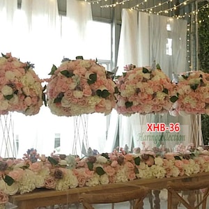 Peach Pink Rose Wedding centerpiece Flower Ball Artificial Flower table centerpiece kissing ball