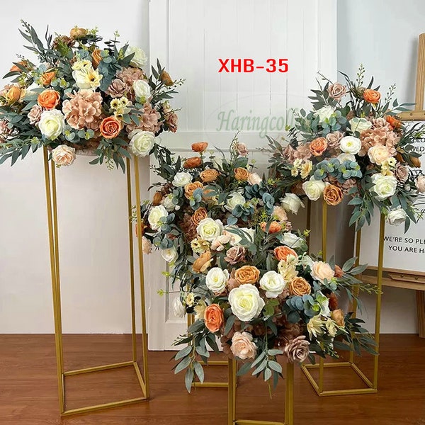 Rust Ivory Wedding dinner Flower Ball Artificial Greenery Flower table centerpiece wreath wedding aisle flower ball rose business party