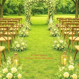Lemon Chiffon Wedding Arch Flowers: Fairytale Ceremony Aisle Decor