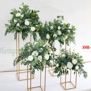 Hochzeit Mittelstück Blume Mittelstück Hochzeitsgang handgefertigte Kunstblume im Außenbereich Bühnendekoration Weiße Mittelstück Blumenball