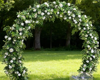 White Flowers & Greenery Wedding Arch Floral Arrangement