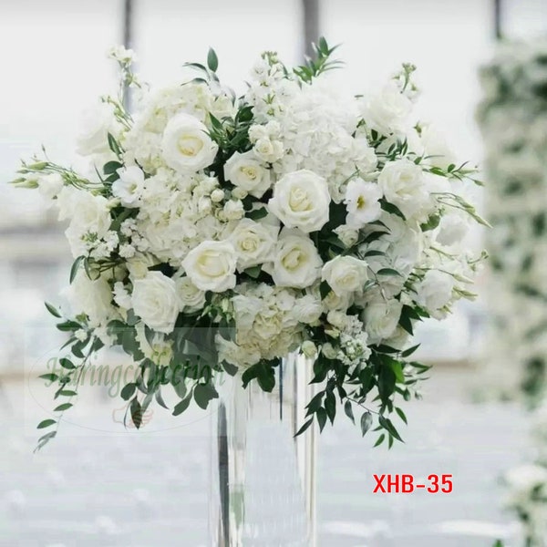 Ivory Rose Wedding dinner Flower Ball Artificial Greenery Flower table centerpiece wreath White wedding aisle flower ball business party