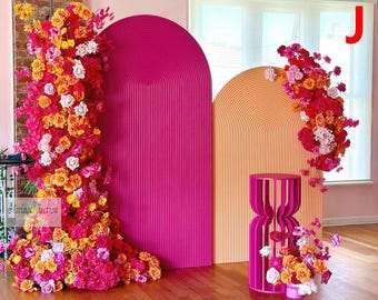 Hot Pink and orange Wedding Flower arch Wedding Reception, sweet girls party Decor Artificial Silk Flowers Runner Aisle Floral Arrangement