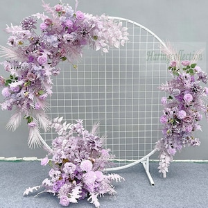 Lavender purple flower Grennery arch,Floral arch swag,Round Arch Ring Wedding flower decor Flower swag, wedding aisle Flower arrangement