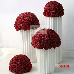 Burgundy Rose Flower Flower Centerpiece Lip Rose wedding decor road lead Artificial flower ball peony Lip Red rose business cocktail party