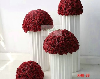 Burgundy Rose Flower Flower Centerpiece Lip Rose wedding decor road lead Artificial flower ball peony Lip Red rose business cocktail party