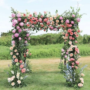 Wedding Arch Flowers: Hot Pink Rose Floral Archway Backdrop
