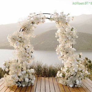Fairytale Wedding white Rose Baby&#39;s Breath Arch Flowers y Archway Backdrop Arch Floral Display for Wedding Ceremony Reception