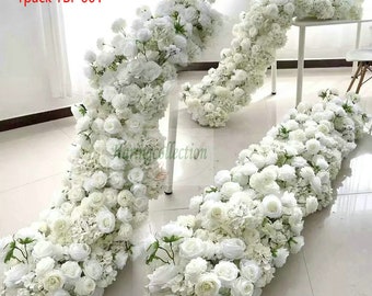 Ivory Rose Wedding Flower Garland Reception, Floral Arrangement Floral aisle Artificial Silk Flowers Row Table Runner Arch Flower