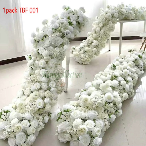 Ivory Rose Wedding Flower Garland Reception, Floral Arrangement Floral aisle Artificial Silk Flowers Row Table Runner Arch Flower