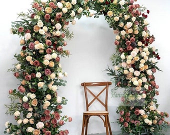Dusty Blush Rose Artificial Flower Row: Wedding Arch Decor
