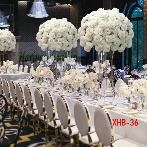 White Rose Banquet Dinner Party wedding Flower Ball Artificial Flower table centerpiece wreath flower ball peony business cocktail party