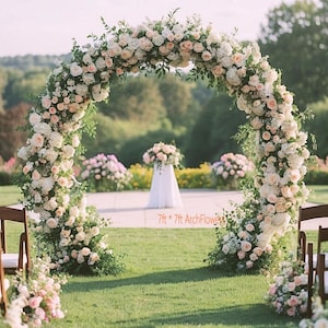 Peach Blush Rose Flowers Archway Wedding & Party Backdrop Decoration Arch Floral ceremony entrance Centerpiece Aisle Flowers