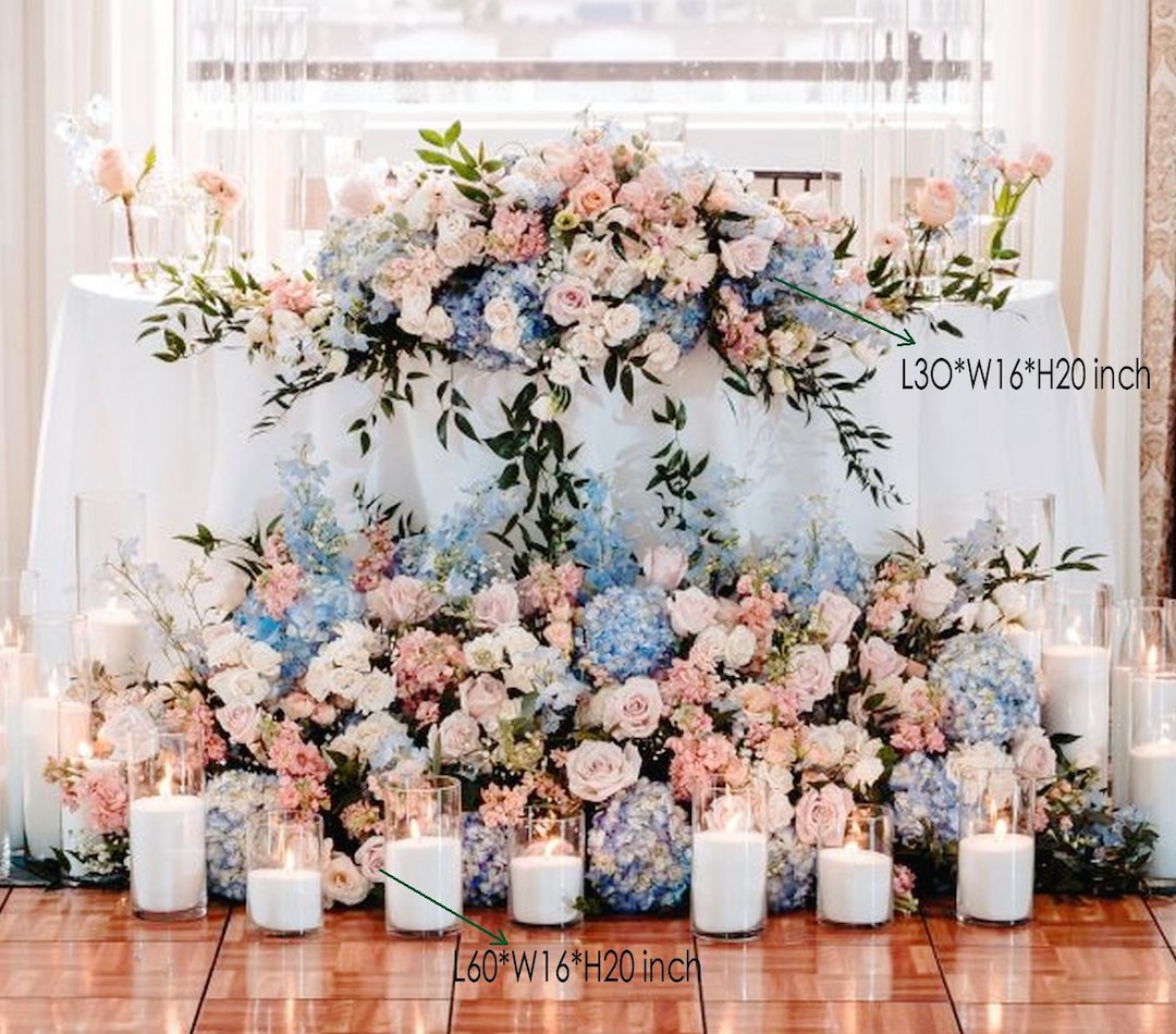 Blue & Pink Rose Hydrangea Wedding Aisle Flower Arrangement - Etsy