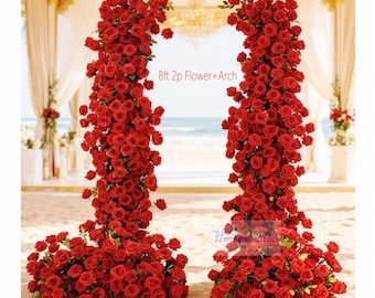 Red Rose Wedding Arch Flowers, Entrance Decor