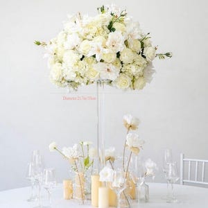 Cream Silk Flower Ball Centerpiece: Wedding Table Decor, 20 Inch
