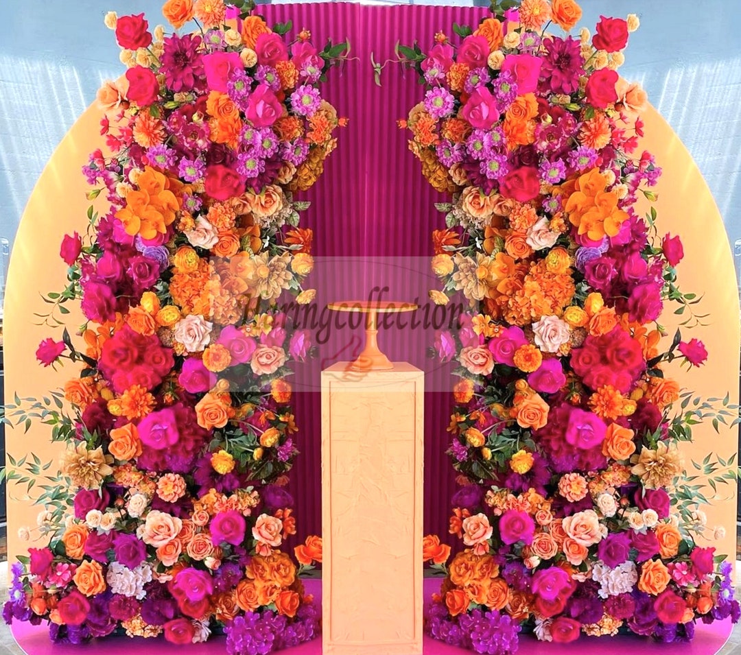 Hot Pink Rose Arch Flower Arrangement: Wedding Arbor Decor - Etsy, image size:1080x955