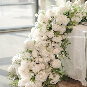 Volle Rose Üppige Blumenhortensie-Arrangement-cremeweißer Hochzeits-Bogen süßer Tischdekoration, Gangblume für Aufnahmedekor