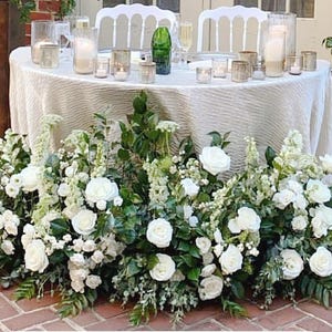 Luxury Wedding head Table white Rose Flowers ground Flowers Wedding Ceremony Aisle Flowers sweetheart table Bride floor florals