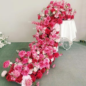 Fuchsia Wedding Flower Runner: Hot Pink Aisle & Table Centerpiece
