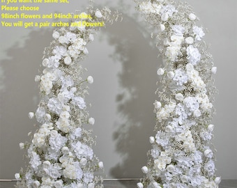 Luxury White Rose Baby Breath hydrangeasWedding Archway Flower, Wedding Flowers Pillar, Wedding Backdrop, Arbour Flowers