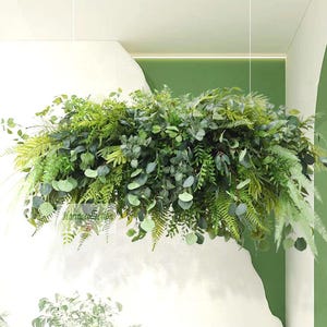 Wedding Ceiling Flowers, Wedding centerpiece,Shopping mall ceiling backdrop Flower in Eucalyptus Tropical ferns Aisle Ground arch flowers