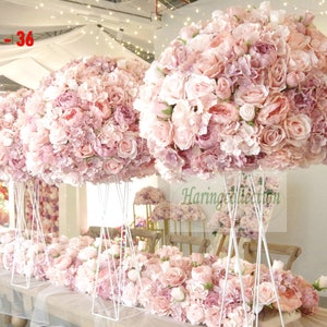 Blush Pink Flower Ball Artificial Flower table centerpiece wreath wedding decor road lead flower ball peony rose business cocktail party XHB-36