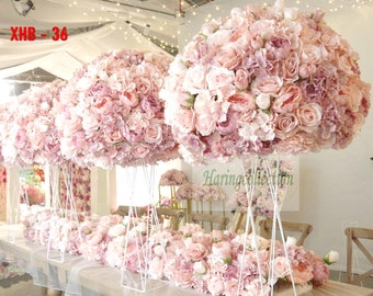 Blush Pink Flower Ball Artificial Flower table centerpiece wreath wedding decor road lead flower ball peony rose business cocktail party