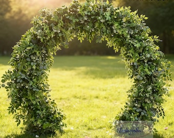 Lush eucalyptus Wedding Arch: Round Shape Floral Arrangement archway backdrop