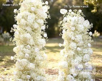 Baby's breath Hydrangea Floral Arch Arrangement: Gypsophila Wedding backdrop Decor broken archway flowers