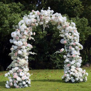 White orchid pale blush rose Wedding Big Entrance Flowers Archway Wedding ceremony Backdrop Arch Floral baby breath backdrop arch decor