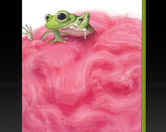 Frosch in Baumwolle Candy Grußkarte