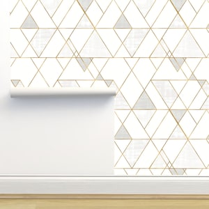 Mod Triangles Peel and Stick Removable Luxury Art Deco Wallpaper by Crystal Walen