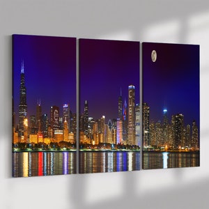 Chicago Skyline With Cubs World Series Lights Wall Art | décor for home & office | canvas prints