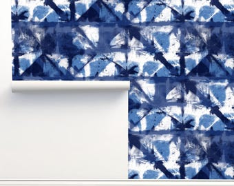 Shibori Indigo Peel and Stick Luxury Wallpaper by Julia Schumacher Home Decor Wall Art Removable Wallpaper Limitless Walls