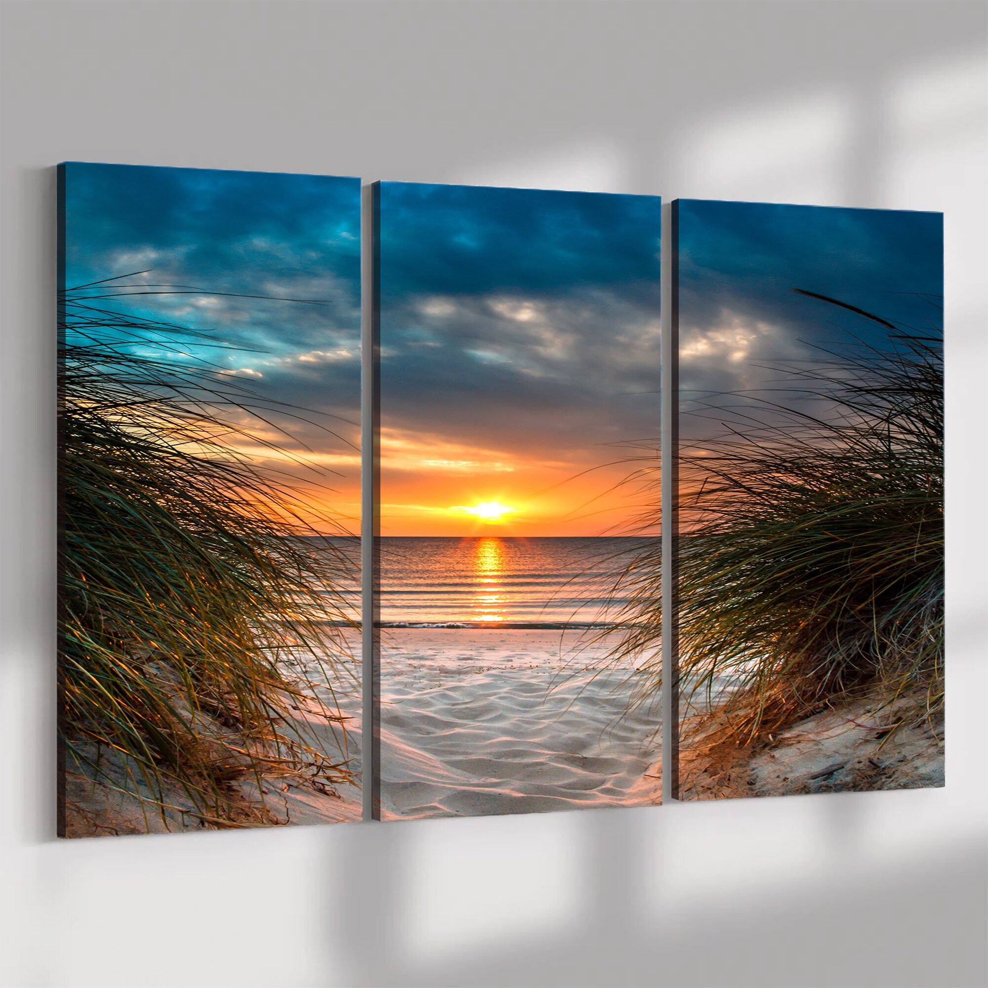 Relaxing Beach Sunset on White Sand Canvas Wall Art | Décor for Home ...