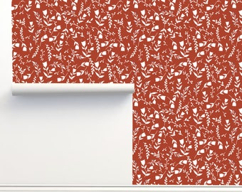 Tiny Flowers Indian Red Peel & Stick Wallpaper by Monor Designs Home Decor Wall Art Removable Wallpaper Limitless Walls