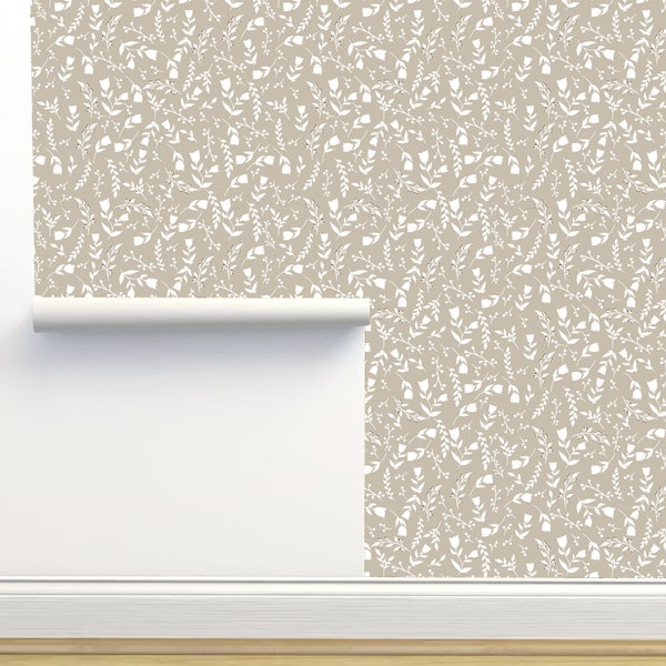 Taupe Floral Peel and Stick Wallpaper Etsy